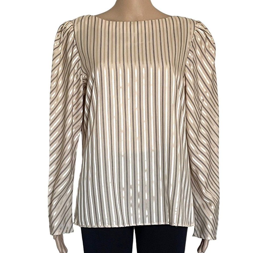levi strauss & co striped puff  blouse long sleeve size M